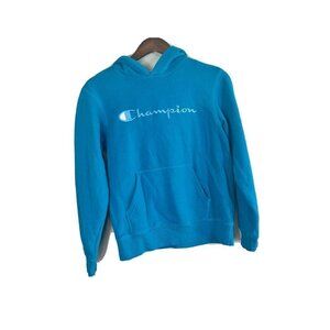 KIDS champion embroidered hoodie blue Large